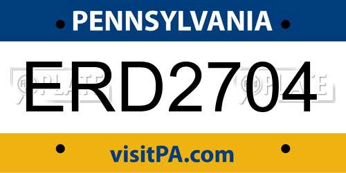 ERD2704 Pennsylvania License Plate