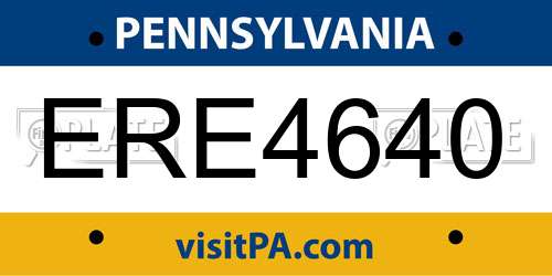 ERE4640 Pennsylvania License Plate