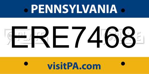 ERE7468 Pennsylvania License Plate