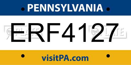 ERF4127 Pennsylvania License Plate