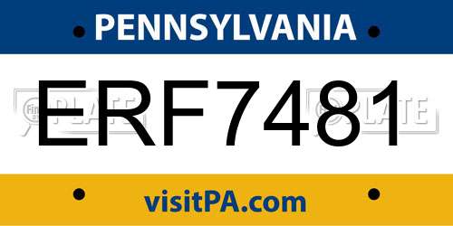 ERF7481 Pennsylvania License Plate