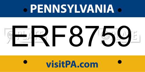 ERF8759 Pennsylvania License Plate