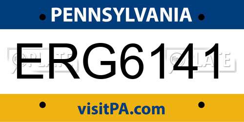 ERG6141 Pennsylvania License Plate