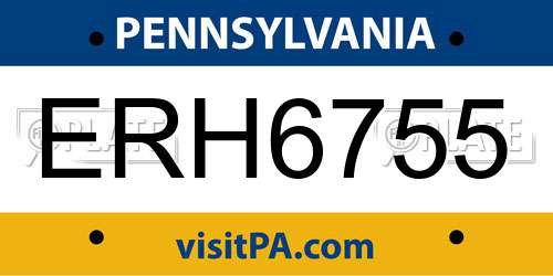 ERH6755 Pennsylvania License Plate