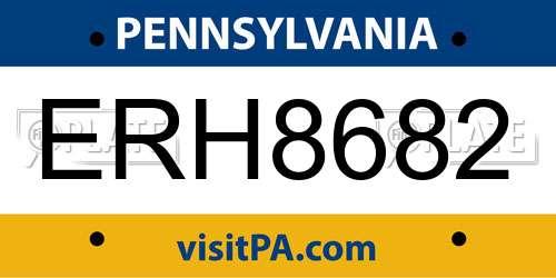 ERH8682 Pennsylvania License Plate