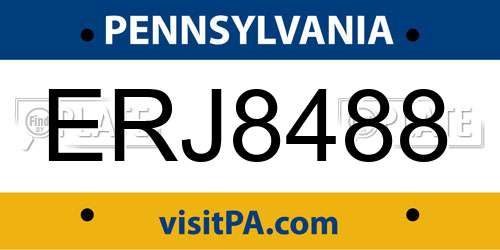 ERJ8488 Pennsylvania License Plate