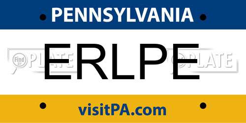 ERLPE Pennsylvania License Plate