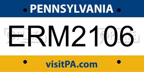 ERM2106 Pennsylvania License Plate