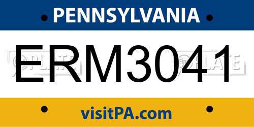 ERM3041 Pennsylvania License Plate