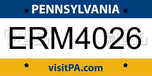 ERM4026 Pennsylvania License Plate