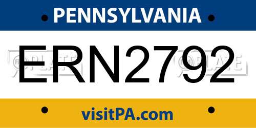 ERN2792 Pennsylvania License Plate