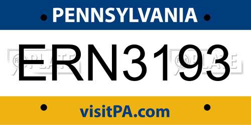 ERN3193 Pennsylvania License Plate