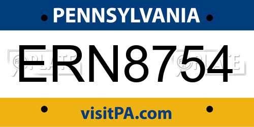 ERN8754 Pennsylvania License Plate