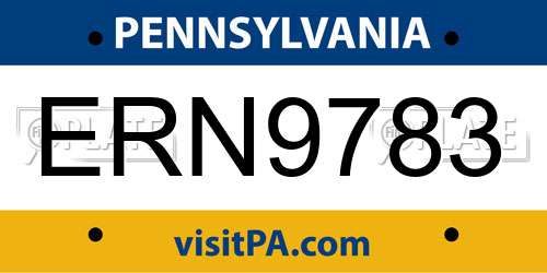 ERN9783 Pennsylvania License Plate