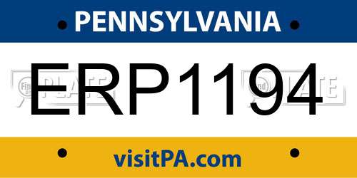 ERP1194 Pennsylvania License Plate