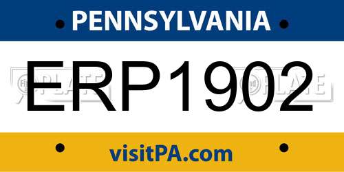ERP1902 Pennsylvania License Plate