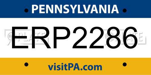 ERP2286 Pennsylvania License Plate