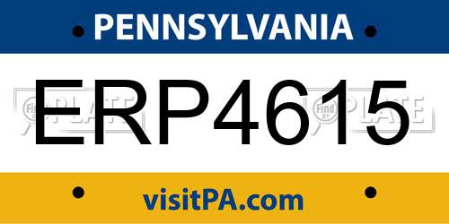 ERP4615 Pennsylvania License Plate
