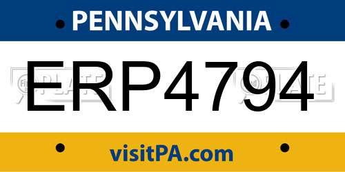 ERP4794 Pennsylvania License Plate