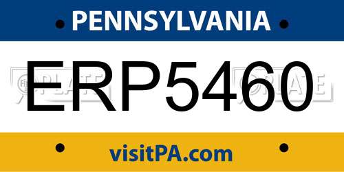 ERP5460 Pennsylvania License Plate