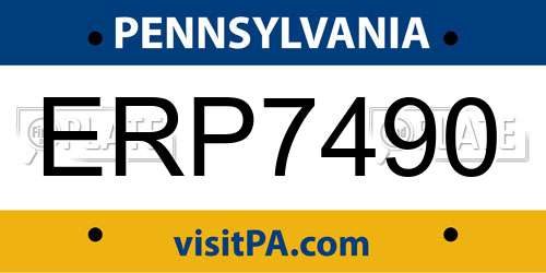 ERP7490 Pennsylvania License Plate