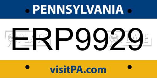 ERP9929 Pennsylvania License Plate