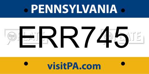ERR745 Pennsylvania License Plate