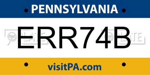 ERR74B Pennsylvania License Plate