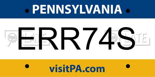 ERR74S Pennsylvania License Plate