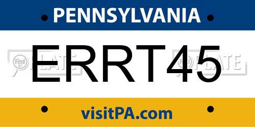 ERRT45 Pennsylvania License Plate