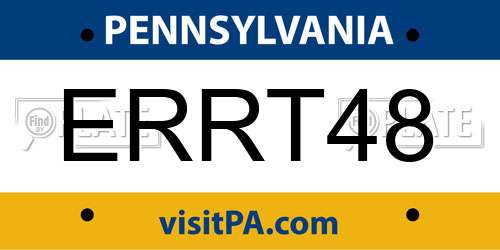 ERRT48 Pennsylvania License Plate