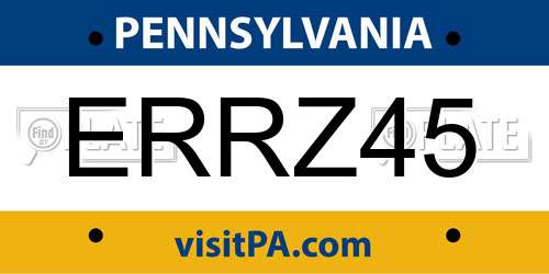 ERRZ45 Pennsylvania License Plate