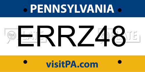 ERRZ48 Pennsylvania License Plate