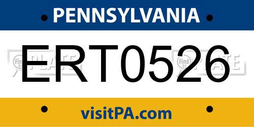 ERT0526 Pennsylvania License Plate