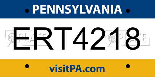 ERT4218 Pennsylvania License Plate