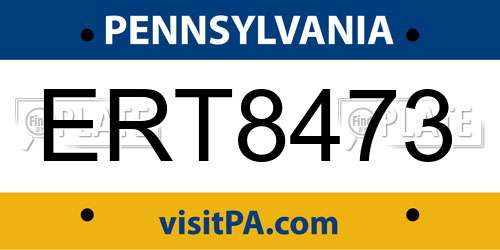 ERT8473 Pennsylvania License Plate