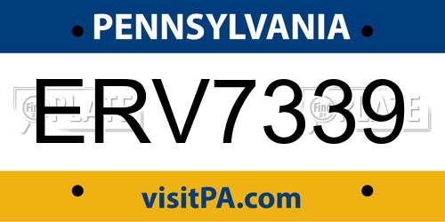 ERV7339 Pennsylvania License Plate