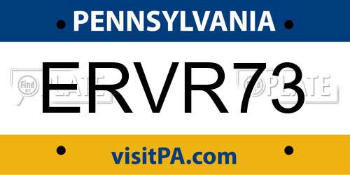 ERVR73 Pennsylvania License Plate