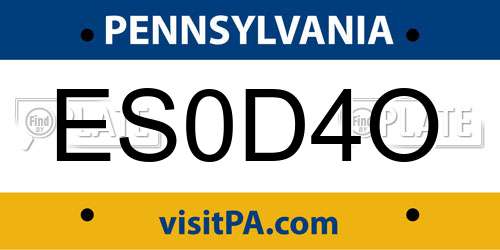 ES0D4O Pennsylvania License Plate