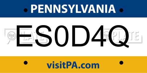 ES0D4Q Pennsylvania License Plate