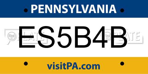 ES5B4B Pennsylvania License Plate