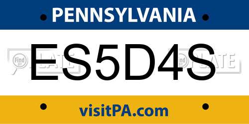 ES5D4S Pennsylvania License Plate