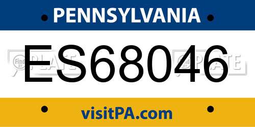 ES68046 Pennsylvania License Plate