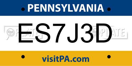 ES7J3D Pennsylvania License Plate