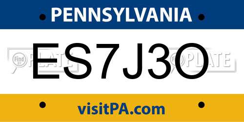 ES7J3O Pennsylvania License Plate