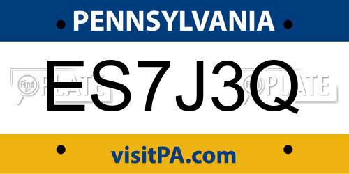 ES7J3Q Pennsylvania License Plate