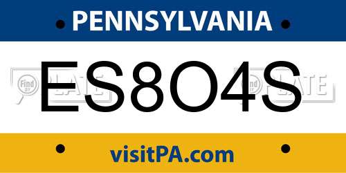 ES8O4S Pennsylvania License Plate