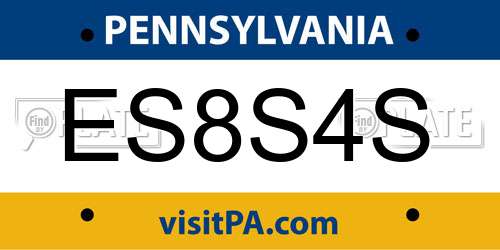 ES8S4S Pennsylvania License Plate