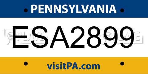 ESA2899 Pennsylvania License Plate