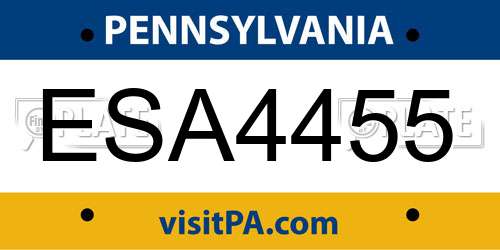 ESA4455 Pennsylvania License Plate